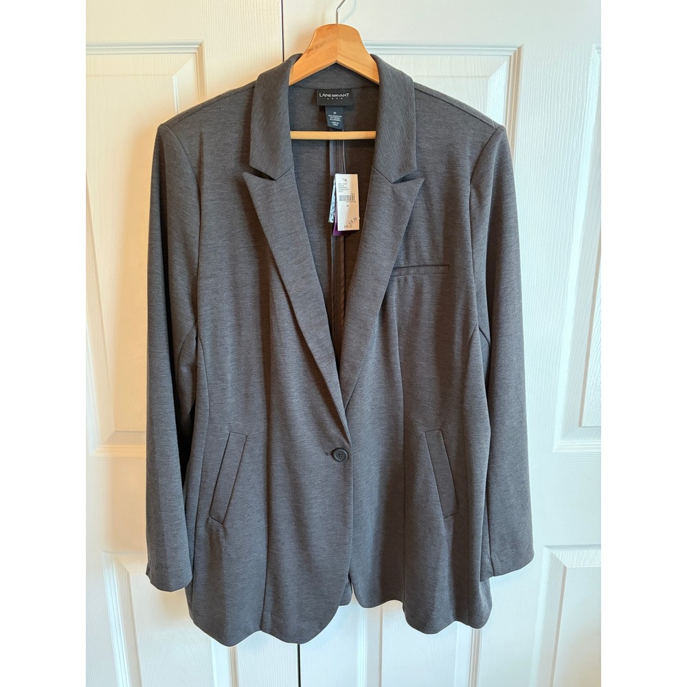 Lane Bryant Womens Plus Size 20 Knit Blazer Charcoal Gray Single Button NWT - Picture 1 of 5